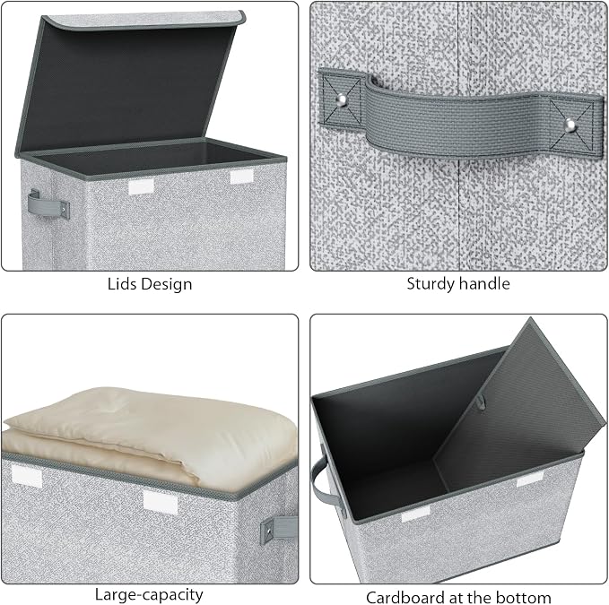 Univivi Storage Bins with Lids Large Collapsible Stackable Fabric Storage Boxes - Image 4