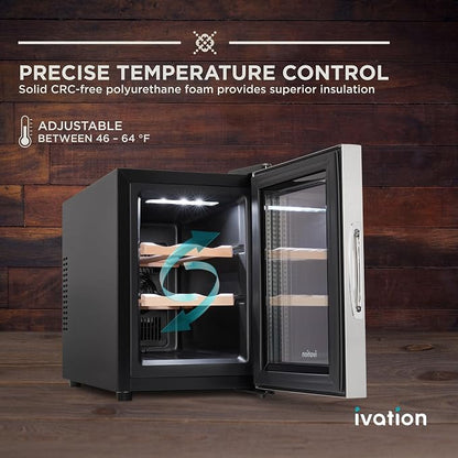 Ivation Premium Stainless Steel 6 Bottle Horizontal Thermoelectric Wine - Image 2