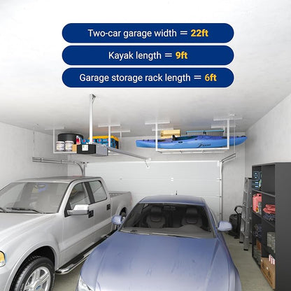 FLEXIMOUNTS 3x6 Overhead Garage Storage Adjustable Ceiling Rack 72" Length x - Image 7
