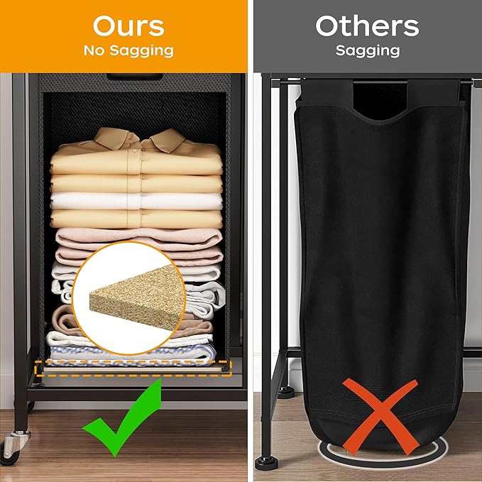 HOMEIJU Laundry Basket with Wheels, Rolling Laundry Hamper Organizer with Large - Image 6