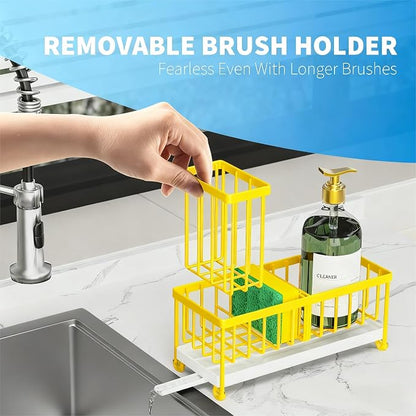 Cisily Yellow Sponge Holder for Kitchen Sink, Sink Caddy Organizer - Image 3