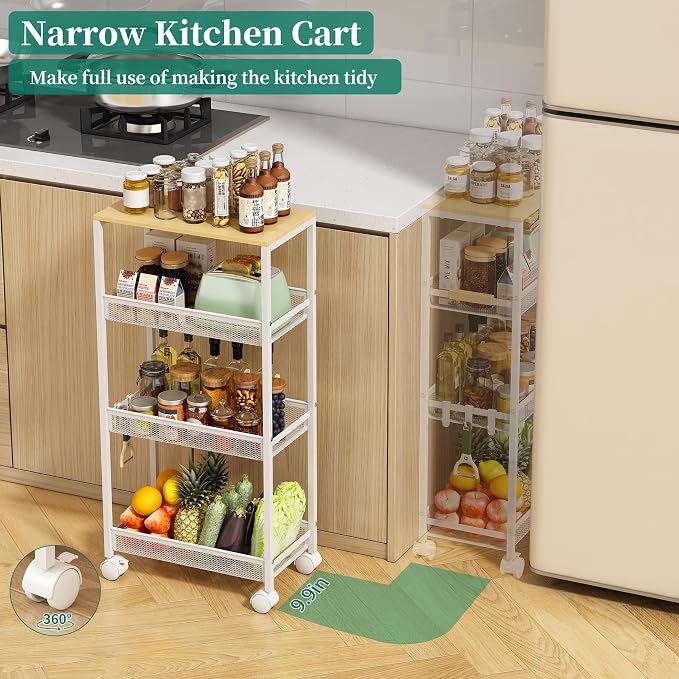 Utility Slim Storage Cart, 4 Tier Rolling Cart - Image 5