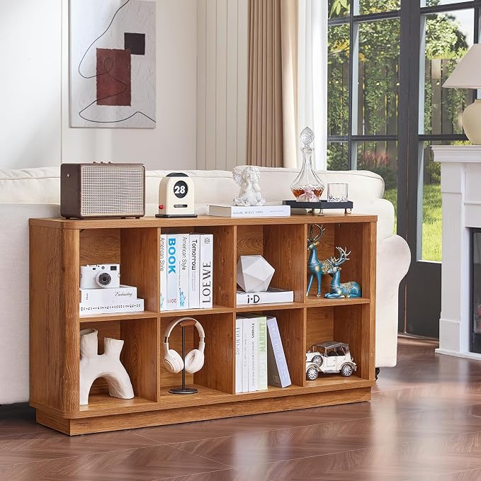 8 Cube Storage Book Shelf, Floor Standing Wooden Cubby Bookcase - Image 5