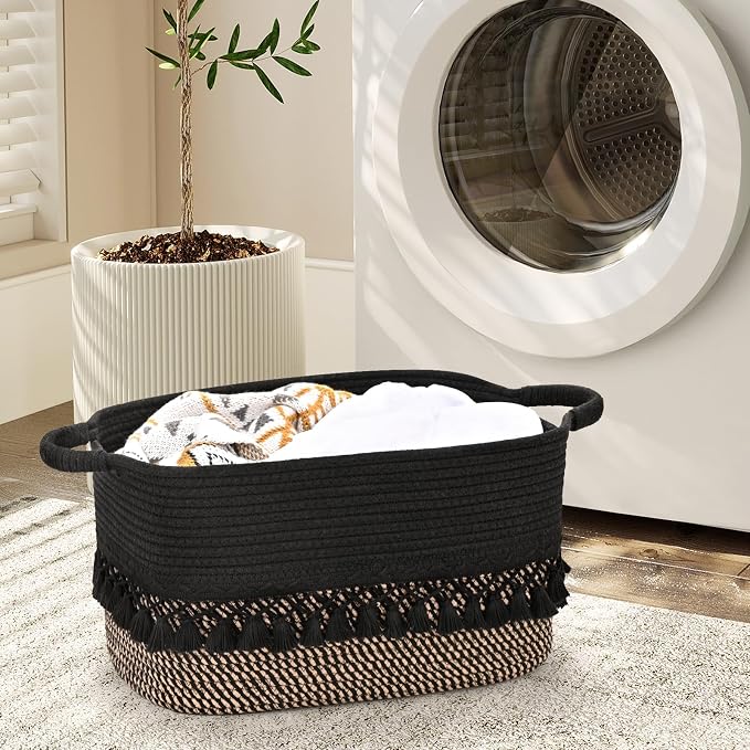 6 Pack Storage Basket for Shelves, Boho Cotton Rope Storage Bins - Image 9