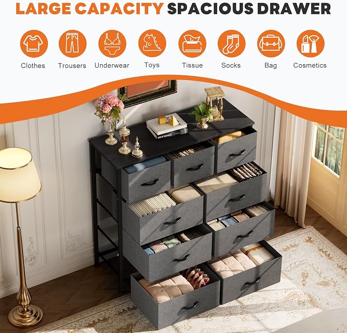 Sweetcrispy 9-Drawer Fabric Dresser Storage Tower - Image 4