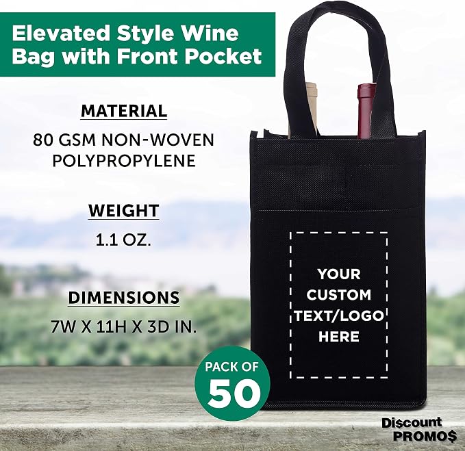 DISCOUNT PROMOS Non-Woven Vineyard Two Bottle Wine Bags - Image 4