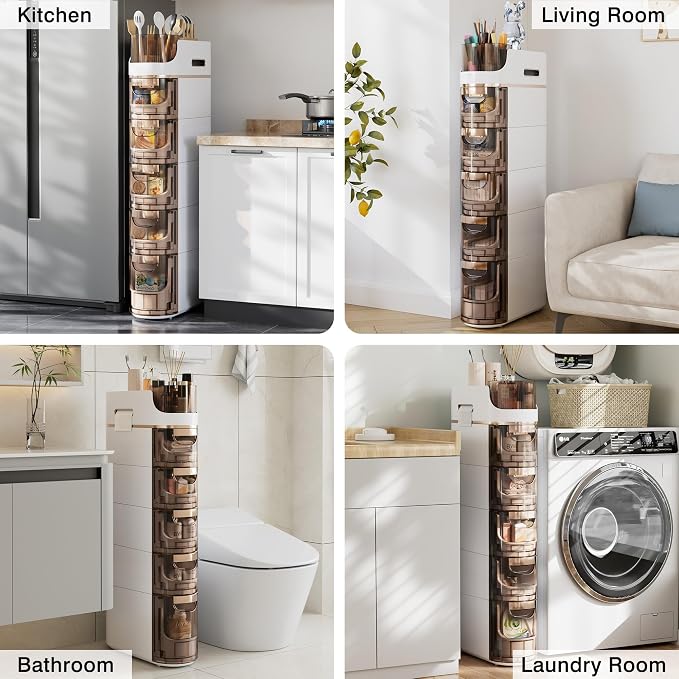 VECELO 5-Tier Slim Bathroom Storage Cabinet - Image 5