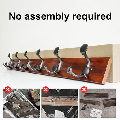 SKOLOO 36-Inch Cherry Wood Coat Rack Wall Mount - Image 5