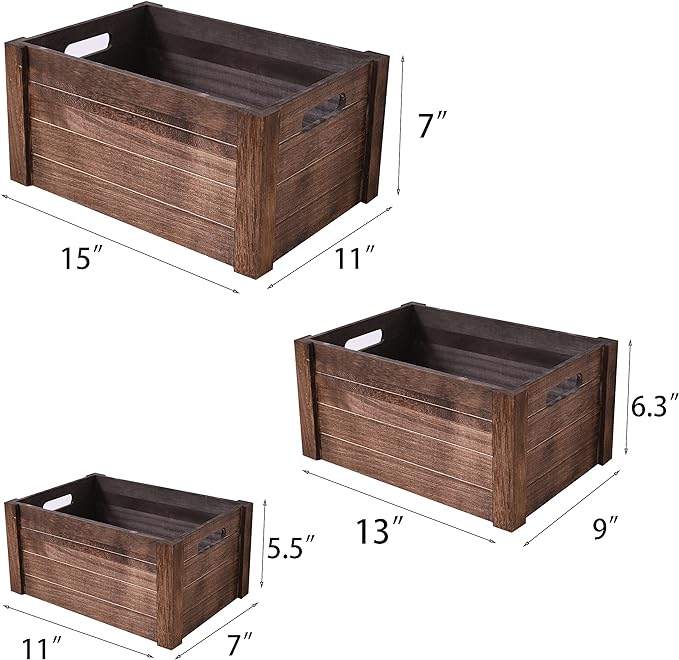 Farmhouse Antique Black Wooden Crate - Image 2