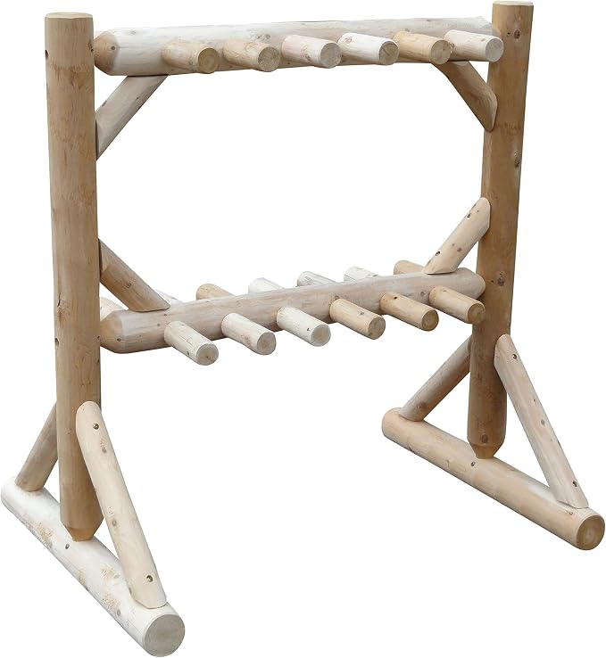11-Place Freestanding Log Ski Rack Holder, Indoor & Outdoor Snowboard Racks - Image 2