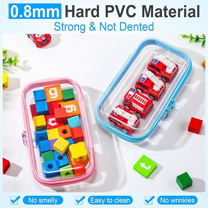 Sanwuta 6 Pcs Clear Hard Zipper Case Hard Plastic Zipper Pouches Transparent - Image 4