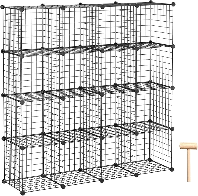 C&AHOME Wire Cube Storage, 16 Cubes Organizer Metal Grids Storage, Storage Bins by CAHOME