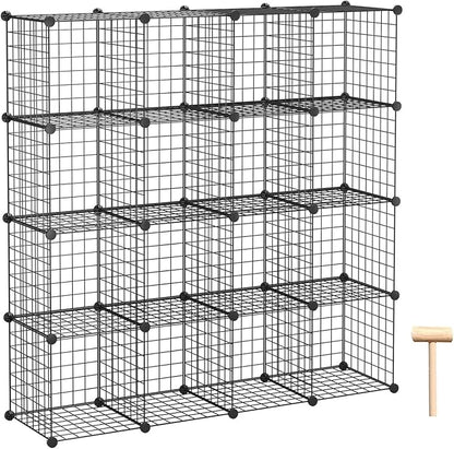 C&AHOME Wire Cube Storage, 16 Cubes Organizer Metal Grids Storage, Storage Bins by CAHOME