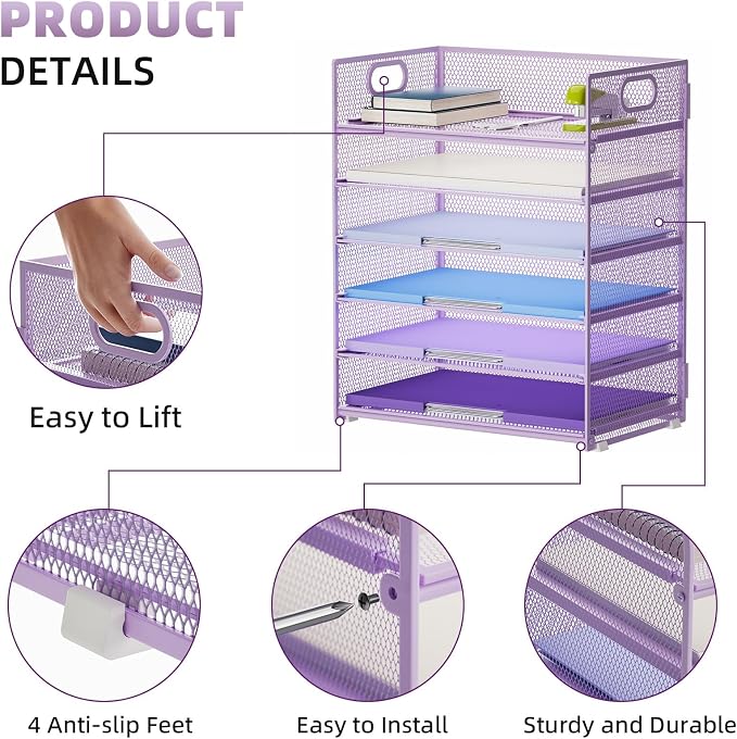 Marbrasse 6 Tier Paper Organizer Letter Tray - Image 4