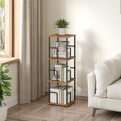 MAHANCRIS 3-Tier Rotating Bookshelf, Freestanding Corner Bookshelf, 360° - Image 2