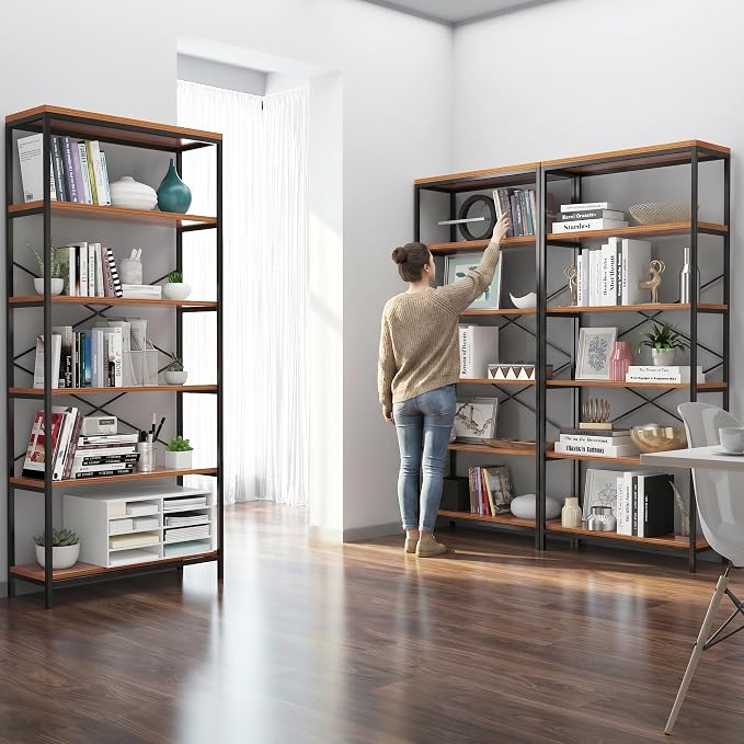 Himimi 6 Tier Industrial Bookshelf, Vintage Standing Storage Shelf, Display - Image 8