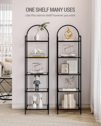 Hzuaneri Bookcase Bookshelf, Tempered Glass Bookshelves | Slim Shelving Unit - Image 3