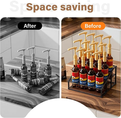 Coffee Syrup Organizer Rack, Liquor Bottle Display Shelf, 3 Tier 12 Syrup - Image 7