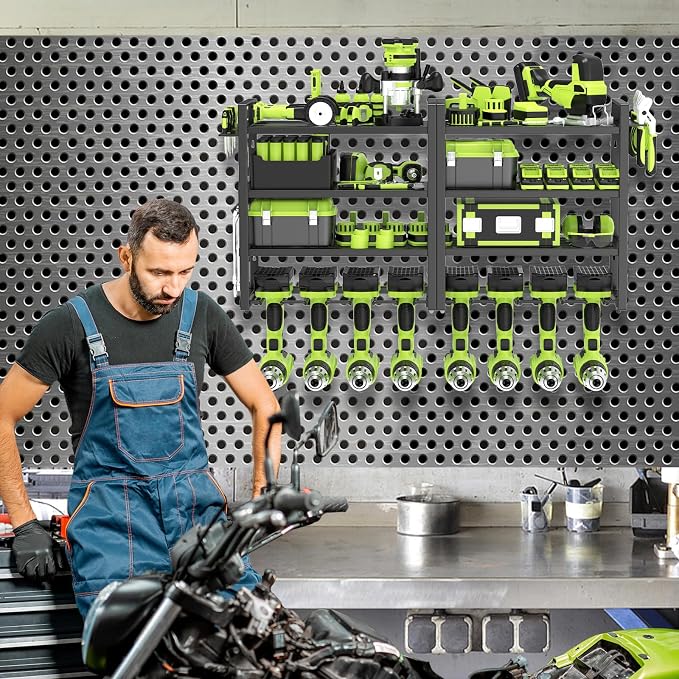 Power Tool Organizer Wall Mount, 4 Layers Capacity Heavy Duty Metal Storage Rack - Image 7