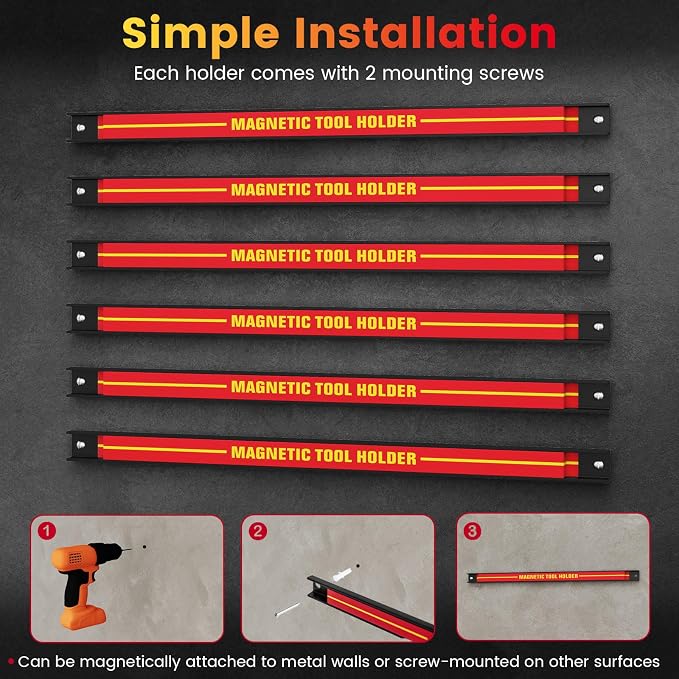 Goplus 6PCS 18" Magnetic Tool Holder, Wall Mounted 176LBS Capacity Magnetic - Image 5
