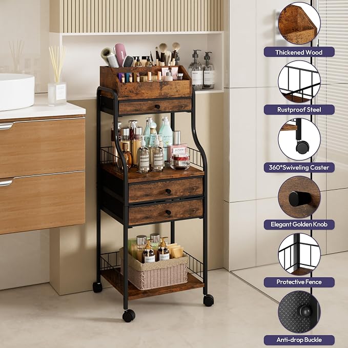 SWTYMIKI Rolling Makeup Organizer Cart - Image 6