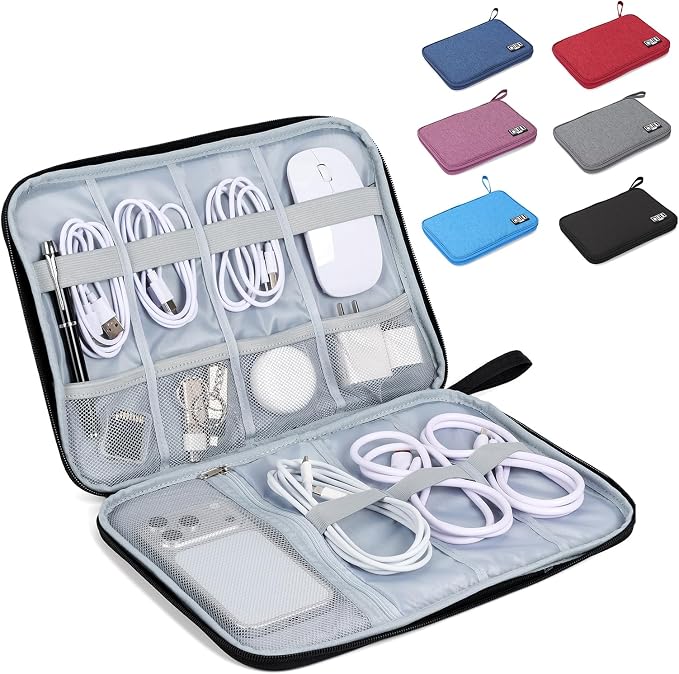 Large Slim Cable Organizer Travel Case, Single-Layer Electronic Accessories by Unknown