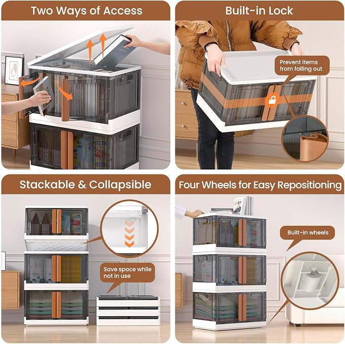 LCG 3-Tier Foldable Plastic Storage Bins - Image 3