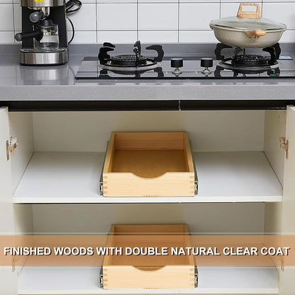 Menkxi 2 Set Pull out Tray Cabinet Organizer Wooden Pull Drawers storage Slide - Image 7