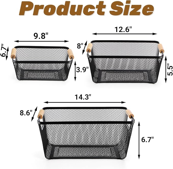 Noamus 3 Pack Metal Mesh Basket - Image 2