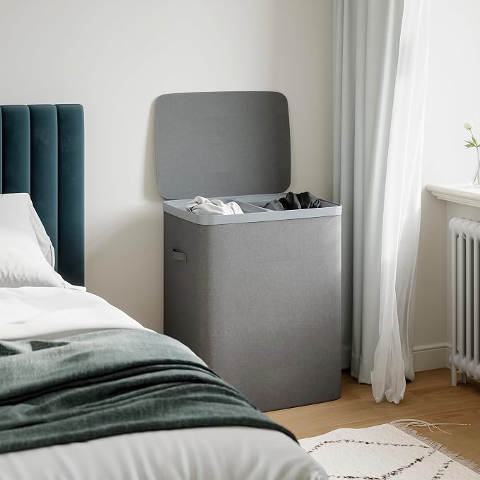 Laundry Hamper with lid, 100L Large Capacity Foldable Laundry Basket with Dual - Image 5