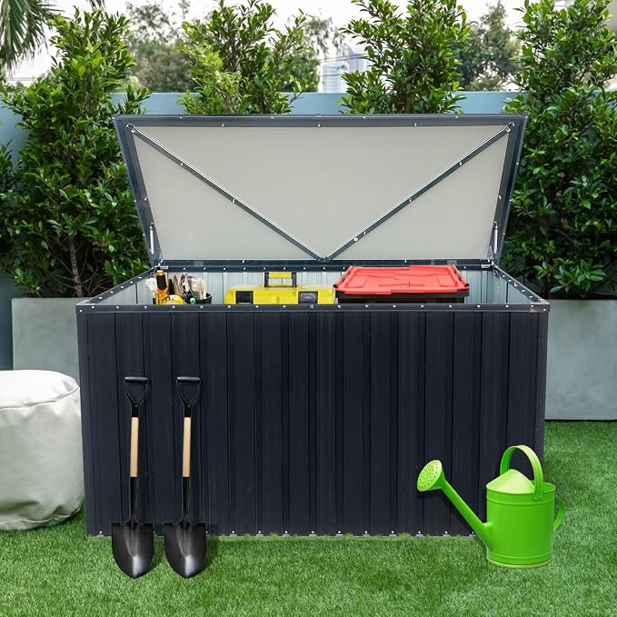 Outdoor Metal Storage Box, Lockable Weatherproof Deck Box, Heavy-Duty Terrace - Image 6