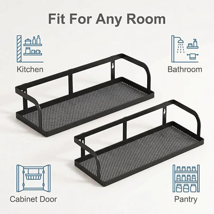 PUSDON 2-Pack 16.5" Extra Long Slim Hollowout Shower Caddy, Wall Mount Spice - Image 7