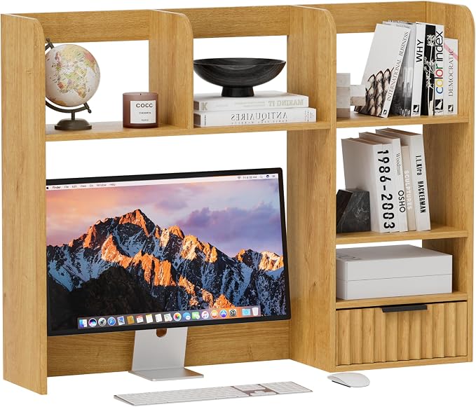 Desktop Bookshelf, Wood Desk Shelf - Image 8
