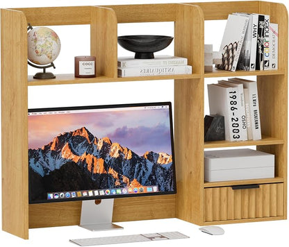 Desktop Bookshelf, Wood Desk Shelf - Image 8