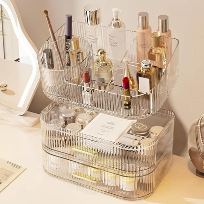 Makeup Organizer with Drawers and 360° Rotating Brush Holder, Large Capacity - Image 5