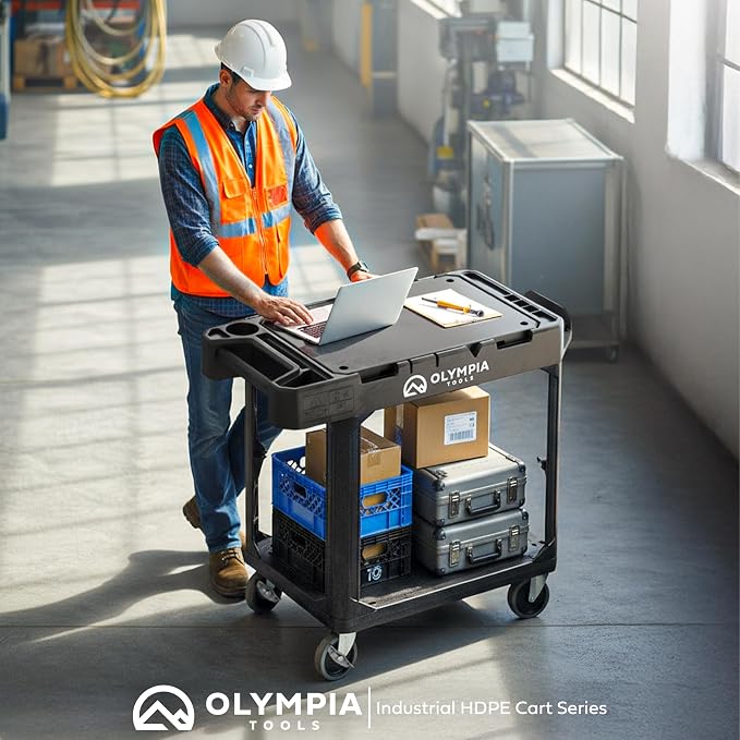 Olympia Tools 2-in-1 Heavy Duty Utility Work Cart, Rolling Tool Cart - Image 2