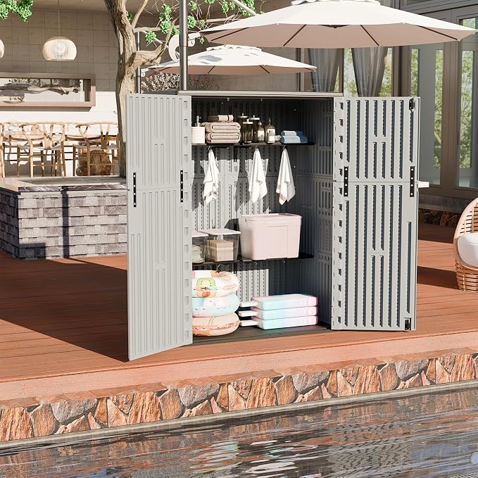 HOMSPARK Outdoor Storage Shed Weather Resistance, Patio Storage Cabinet - Image 6