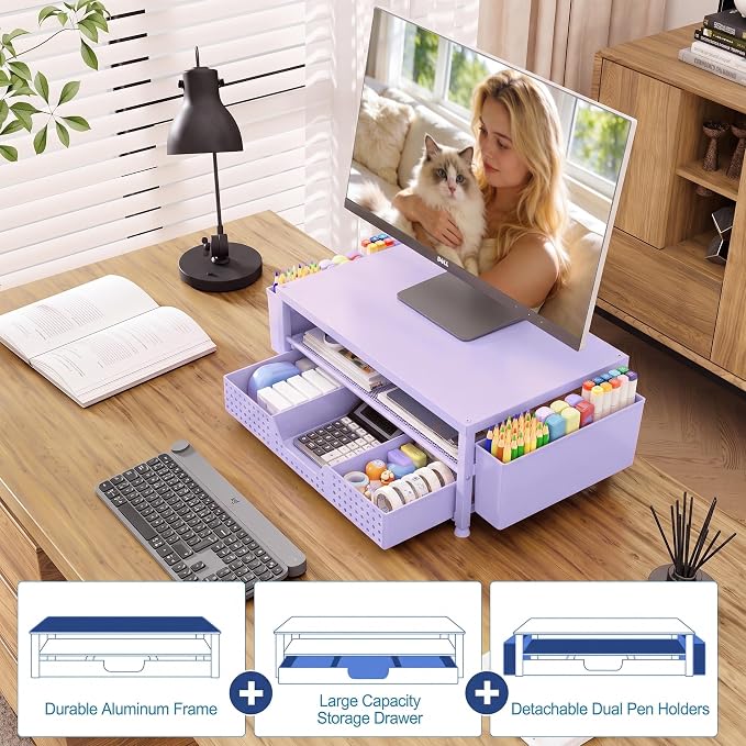 OPNICE Desk Organizers and Accessories, 2-Tier Computer Monitor Stand Riser - Image 5