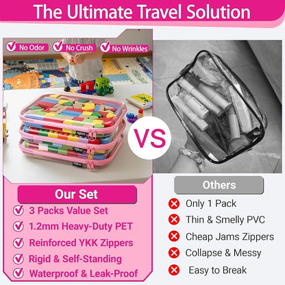 YQBRAO 3-Pack Large Clear Hard Shell Zipper Case, 1.2mm Ultra-Thick Rigid Toy & - Image 2