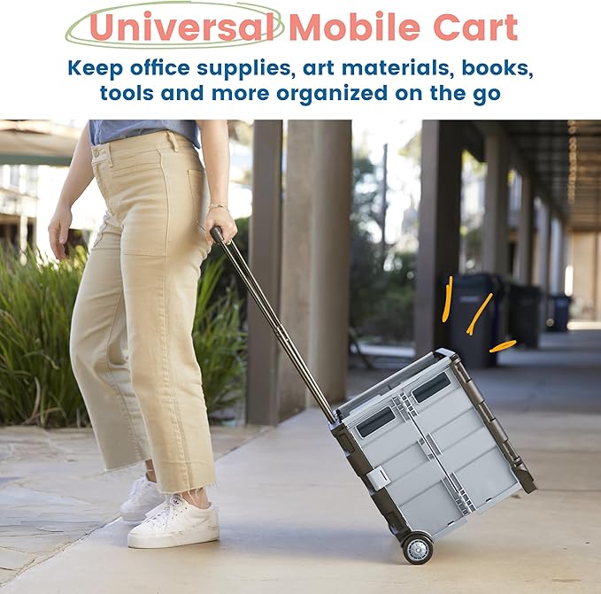 ECR4Kids Universal Collapsible Rolling Utility Storage Cart, Mobile Organizer - Image 3