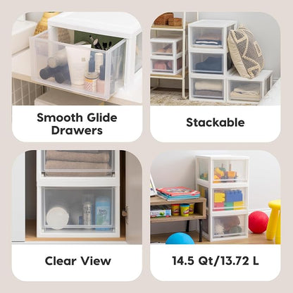 IRIS USA 14.5 Qt. Plastic Drawer Storage Organizer Stacking Drawers, Stackable - Image 6