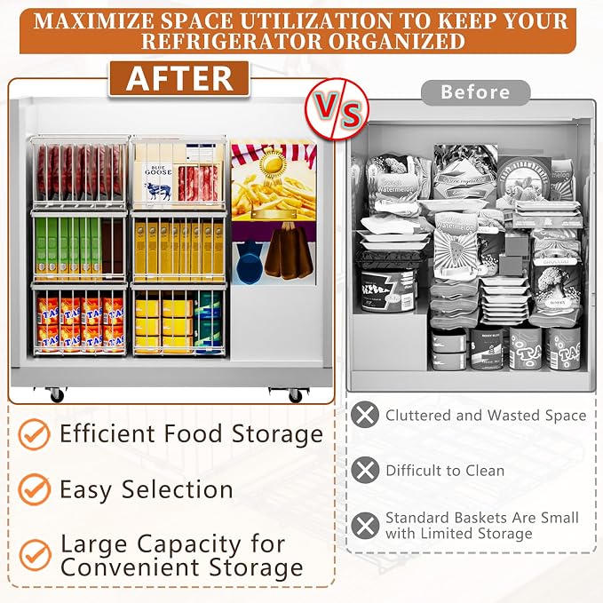 Large Freezer Organizer Bins, Upgrade Quick Expand/Collapse Feature, - Image 7