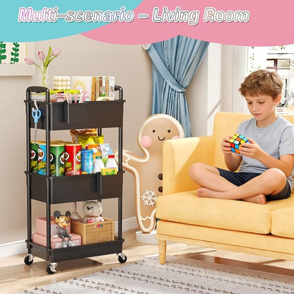 SUNALLY Baby Diaper Caddy Cart, 3 Tier Rolling Diaper Cart - Image 6