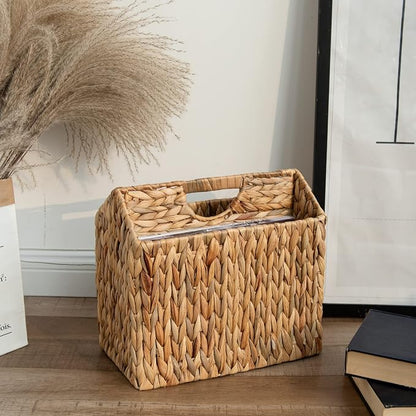 StorageWorks Hand-Woven Divided Magazine Basket, Rattan Magazine Holder - Image 8