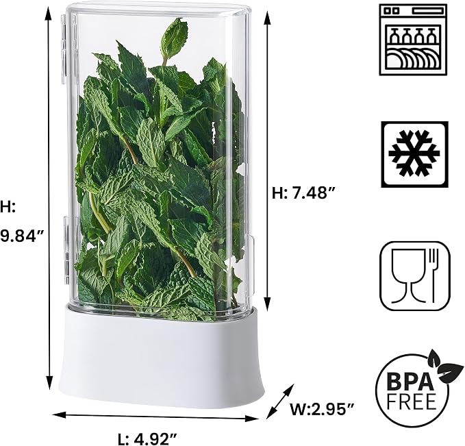 vacane Herb Keeper for Refrigerator, Fresh Herb Saver Herb Storage Containers - Image 6