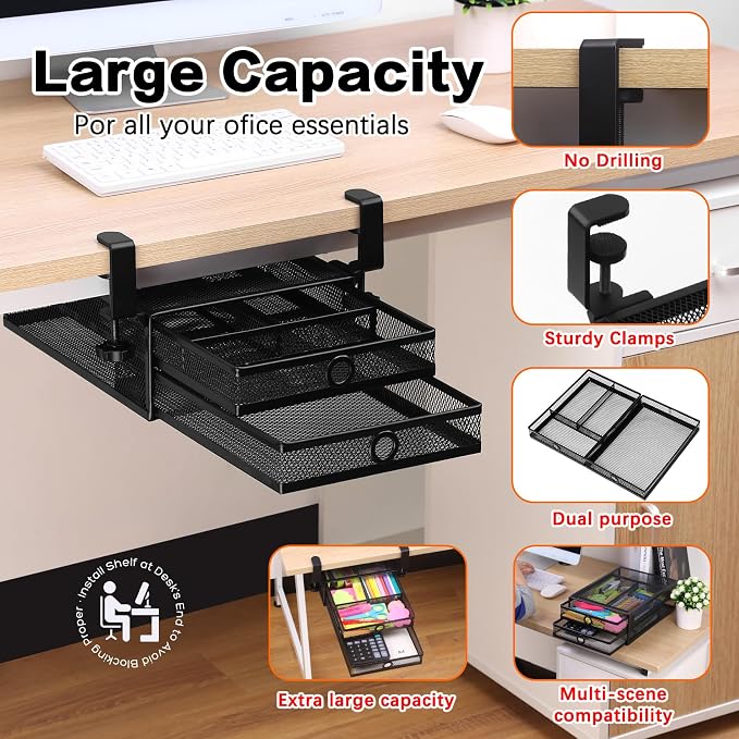 ROSYLINE Under Desk & Desktop Drawer Organizer - Image 4