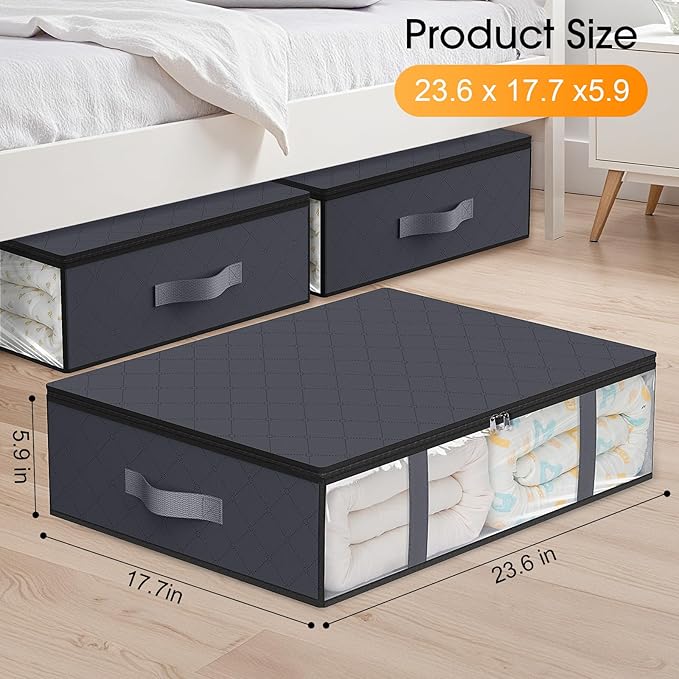 StorageRight Under Bed Storage Bags 3 Pack, 40L Large Clothes & Comforter - Image 2