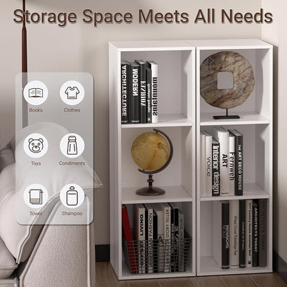 3 Cube Storage Organizer White, 3 Cube Shelf Freestanding Open Cubby, 3 Tier - Image 5
