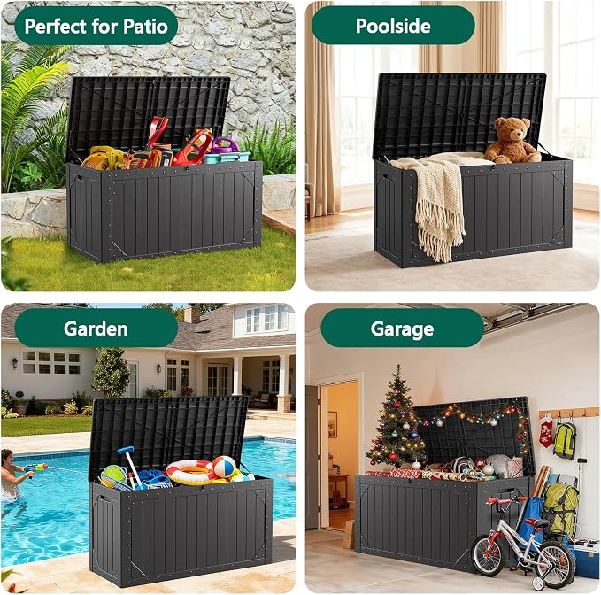 Outdoor Storage Box, 100Gallon Deck Box Outdoor Storage Bench Outside - Image 2