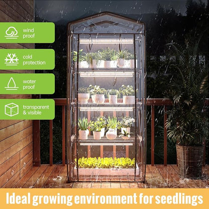 Indoor Greenhouse with Grow Light, 4 Tier, 1.6FT 80W Full Spectrum Grow Light - Image 4